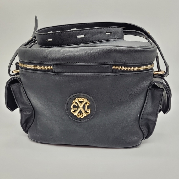 CHRISTIAN LACROIX | faux/ vegan leather camera saddle shoulder bag purse - Picture 3 of 11